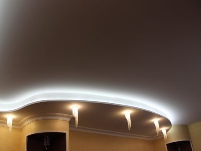 как сделать двухуровневый потолок с подсветкой